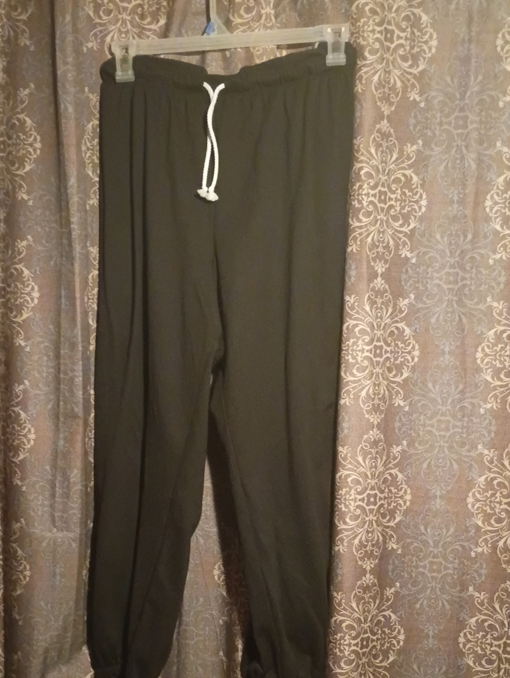 just be Black Jogger Sweatpants with White Drawstring